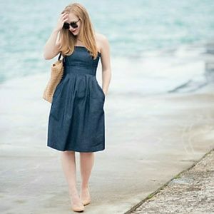 Euro Blogger Z1975 Navy Strapless Denim Couture